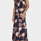 Robe Maxi Florale Lisa avec Col Halter et Taille Élastique