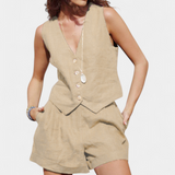Ensemble de Gilet et Pantalons Courts Jennifer en Lin et Coton