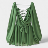 Robe Mini Skylar avec Décolleté en V et Manches Légères