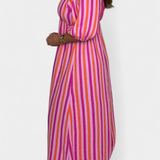 Robe Midi Ercilia avec Imprimé Vibrant et Manches Bouffantes