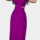 Robe Midi Griselda avec Boutons et Taille Ouverte