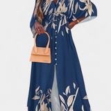 Robe Maxi Joelle Arc-en-ciel avec Décolleté en V et Manches Chauve-Souris