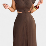 Robe Midi Griselda avec Boutons et Taille Ouverte