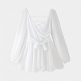 Robe Mini Skylar avec Décolleté en V et Manches Légères