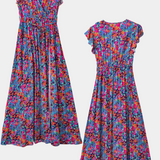 Robe Longue Ximena avec Imprimé Floral et Fente Latérale
