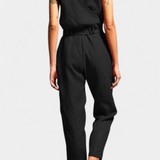 Combinaison Sans Manches Maggie avec Décolleté en V et Taille Croisée en Coton