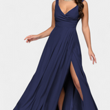 Robe Longue Rocío avec Drapé Frontal et Décolleté Croisé