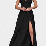 Robe Longue Rocío avec Drapé Frontal et Décolleté Croisé