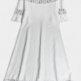Robe en Lin Décontractée Karol avec Dentelle et Décolleté Bateau