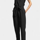 Combinaison Sans Manches Maggie avec Décolleté en V et Taille Croisée en Coton