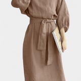 Robe en Lin et Coton Krisbel avec Taille Liée