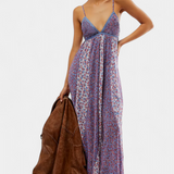 Robe en Chiffon Floral Boho Lexa avec Dos Ouvert