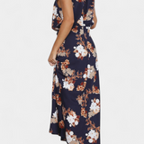 Robe Maxi Florale Lisa avec Col Halter et Taille Élastique
