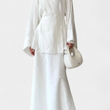 Ensemble Chemise à Col en V et Jupe Fendue Zelda