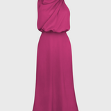 Robe Rina Élégante avec Col Halter Drapé