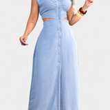 Robe Midi Griselda avec Boutons et Taille Ouverte