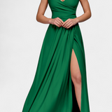 Robe Longue Rocío avec Drapé Frontal et Décolleté Croisé