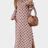 Robe Géométrique Longue Brisa avec Fente Latérale et Décolleté en V