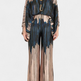 Ensemble de Deux Pièces Sybella avec Top Off-the-Shoulder et Pantalons Amples Imprimés