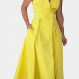 Robe Blazer Sans Manches Beverly avec Coupe A et Boutons