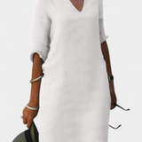 Robe Elowen avec décolleté en V et manches trois-quarts