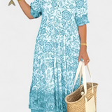 Robe Florale Bohème Elcira avec Décolleté en V et Volants