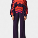 Ensemble de Deux Pièces Sybella avec Top Off-the-Shoulder et Pantalons Amples Imprimés