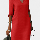 Robe Elowen avec décolleté en V et manches trois-quarts