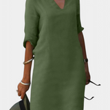 Robe Elowen avec décolleté en V et manches trois-quarts