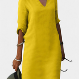 Robe Elowen avec décolleté en V et manches trois-quarts