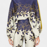 Ensemble de Deux Pièces Sybella avec Top Off-Shoulder et Pantalons Amples Imprimés