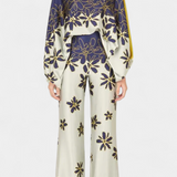 Ensemble de Deux Pièces Sybella avec Top Off-the-Shoulder et Pantalons Amples Imprimés