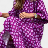 Robe Aroa Boho avec Imprimé Artistique et Silhouette Fluide