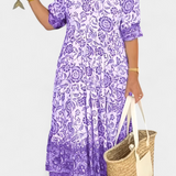 Robe Florale Bohème Elcira avec Décolleté en V et Volants