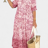 Robe Florale Bohème Elcira avec Décolleté en V et Volants