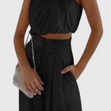Ensemble Helira de Deux Pièces avec Top Fluide et Pantalons Palazzo