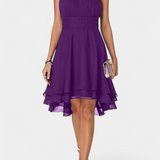 Robe Anouk en Chiffon avec Volants et Silhouette Ajustée