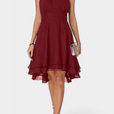 Robe Anouk en Chiffon avec Volants et Silhouette Ajustée