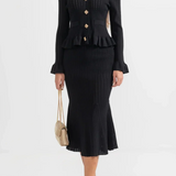 Ensemble de Robe Midi en Maille Raffinée Prudence avec Top Boutonné