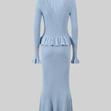 Ensemble de Robe Midi en Maille Raffinée Prudence avec Top Boutonné