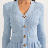 Ensemble de Robe Midi en Maille Raffinée Prudence avec Top Boutonné