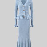 Ensemble de Robe Midi en Maille Raffinée Prudence avec Top Boutonné