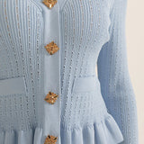 Ensemble de Robe Midi en Maille Raffinée Prudence avec Top Boutonné