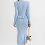 Ensemble de Robe Midi en Maille Raffinée Prudence avec Top Boutonné