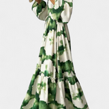 Robe Maxi à Manches Longues Maria avec Décolleté en V