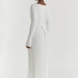 Robe en Tricot Côtelé Darla avec Ceinture