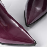 Bottes en Cuir Synthétique avec Plis et Pointe Aiguisée