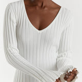 Robe en Tricot Côtelé Darla avec Ceinture