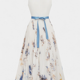Robe Midi Elise Sans Manches en Imprimé Floral et Plis