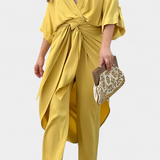 Ensemble Mayleen Croisé avec Nœud Frontal et Pantalons Droits